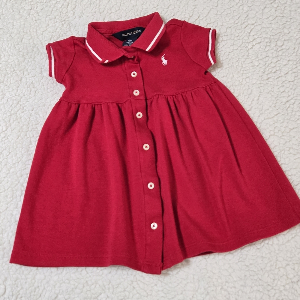Ralph Lauren Polo Pony Baby Girl Red Dress Spring Summer, 18 M